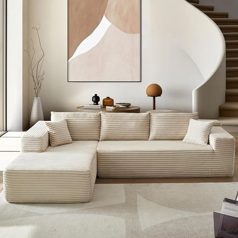 Modern Minimalist 104" L-Shape Couch with Chaise,Modular Sectional Sofa Cloud Deep Seat,Convertible Upholstered Couches for