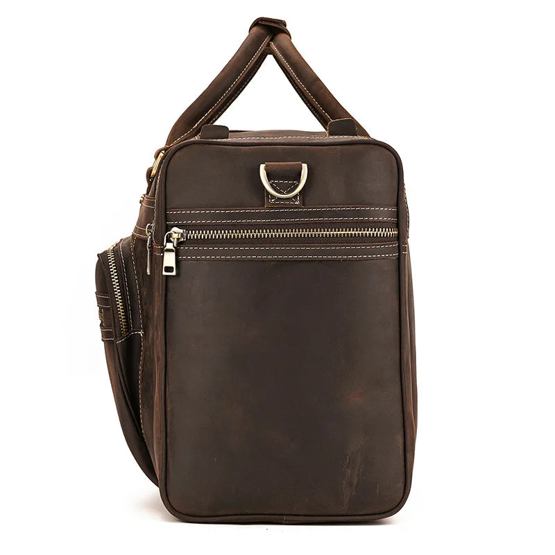 Crazy Horse Leather Men's Travel Bag Big Travel Duffel Durable Cowhide Weekend Bag Man Genuine Leather Luggage Tote Bag