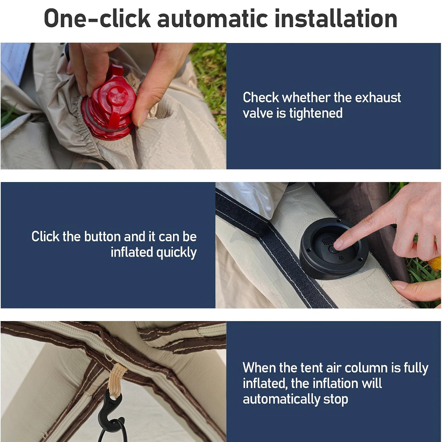 Automatic Inflatable Camping Tent，Easy Set up 3-6 Person Glamping Outdoor Air Blow Up Tents,Equipped with a built-in air pump