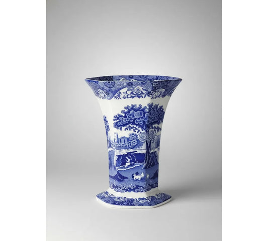 Italian Countryside Hexagonal Porcelain Vase - 10.5" Elegant Home Decor Centerpiece for Living Room & Gifts