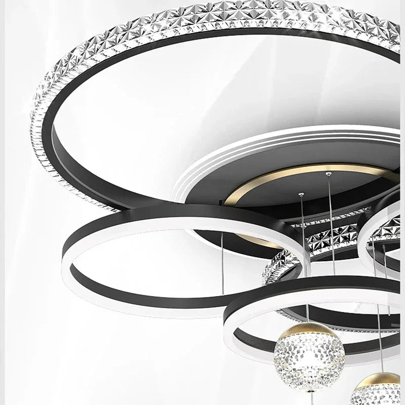 2024 Modern Fan Ceiling Light Living Room Adjustable LED Apartment Ceiling Light Creative Indoor Crystal Ceiling Fan Light