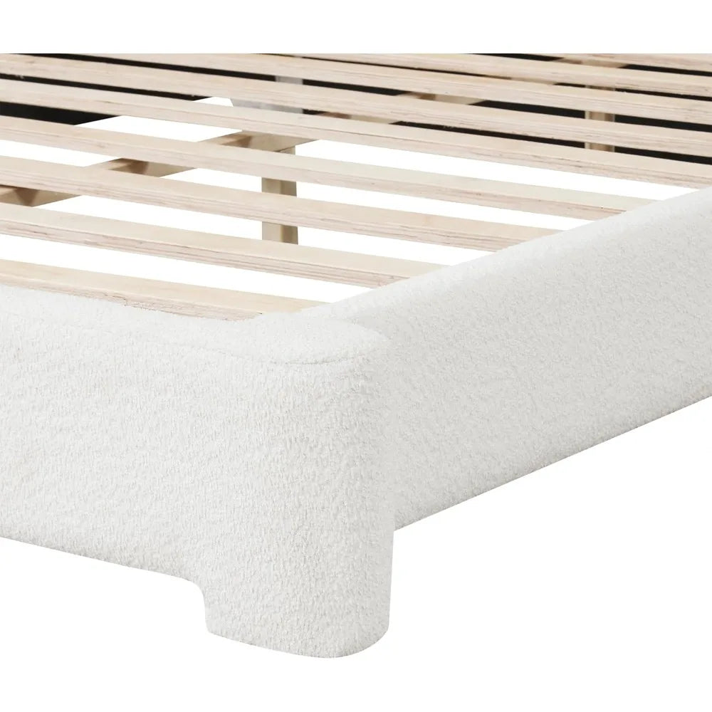 Upholstered Cloud Platform Bed Frame with Rounded Corners King Low Bed Frame with Headboard Ground Bed Frame for Adults