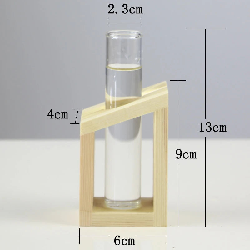Creative Hydroponic Plant Container Glass Tube Vases With Wooden Stand Terrarium Vasevase Home Desktop Decorations