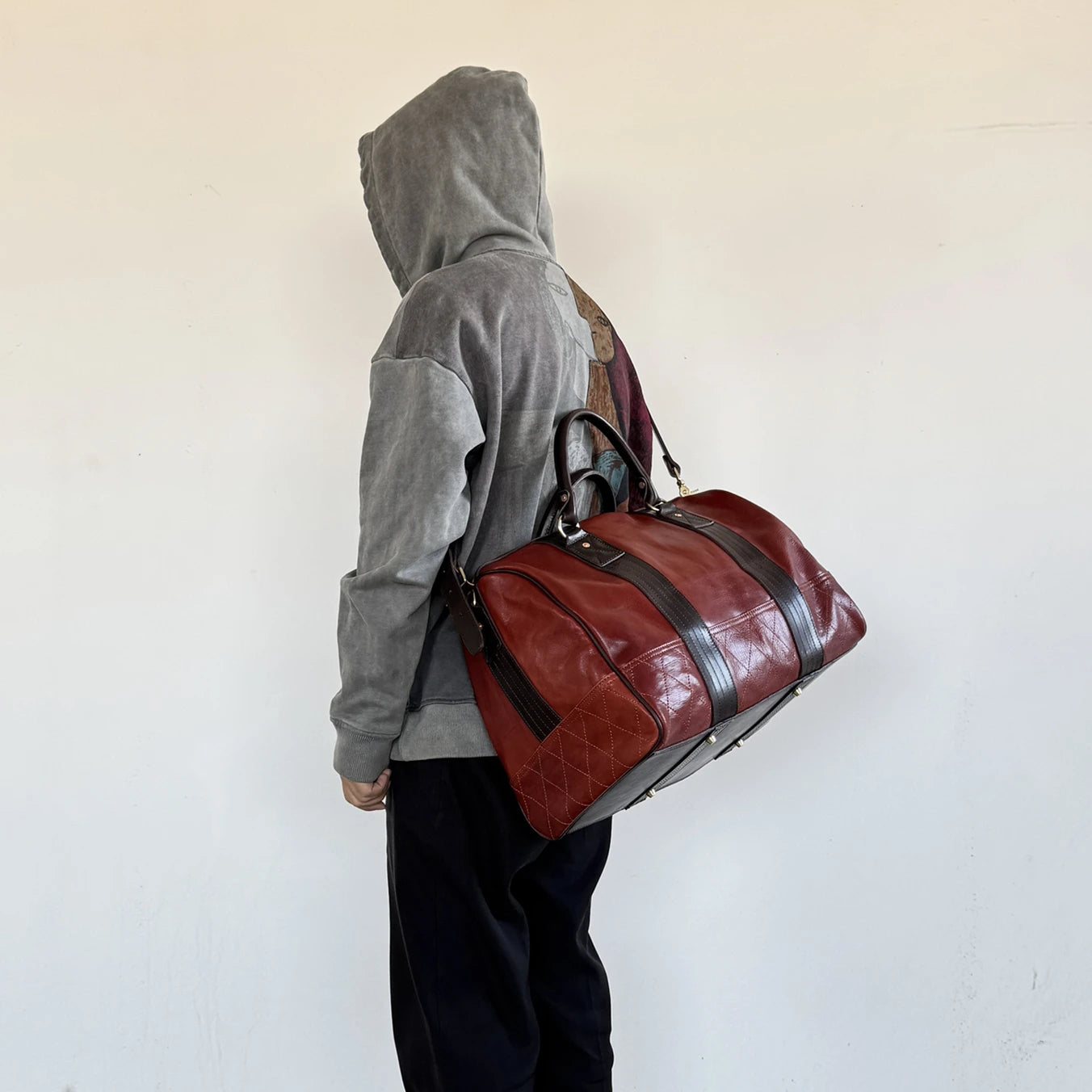 PNDME Vintage designer handmade genuine leather large-capacity men travel bags outdoor fitness handbags cow leather luggage bag