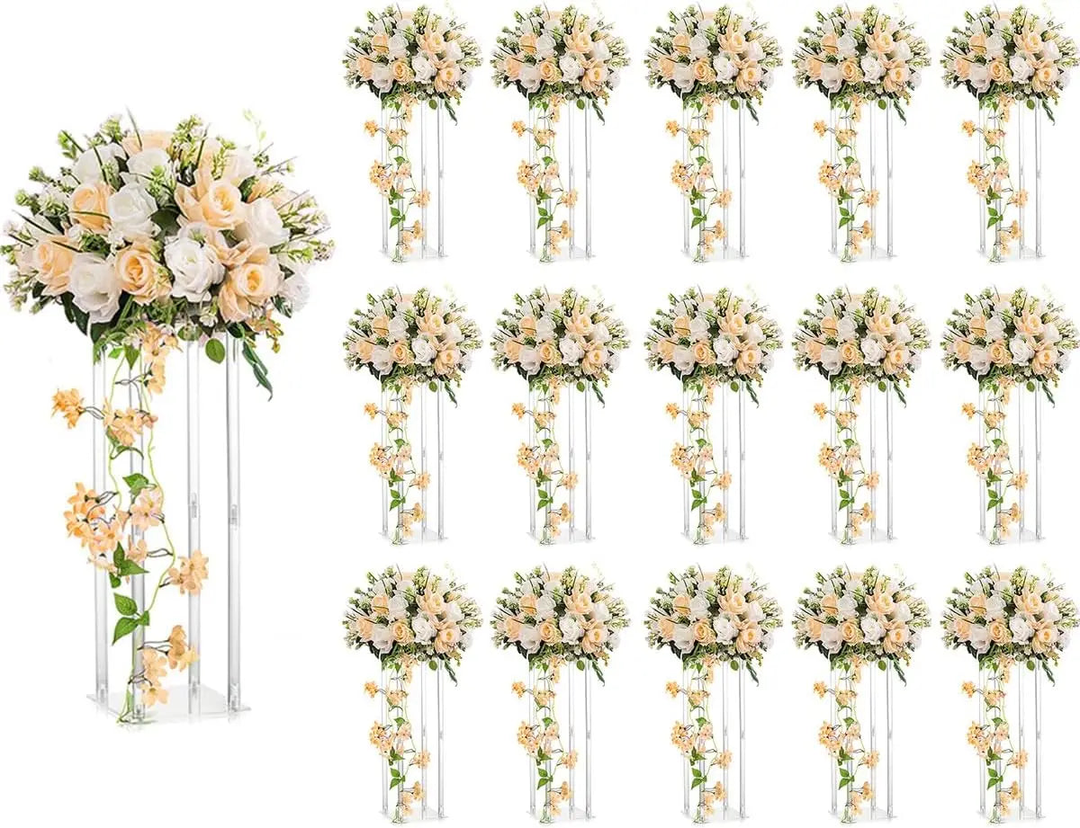 16Pcs Acrylic Centerpiece Wedding Flower Stand Flower vase Perfect for Birthday Party Anniversary Table Centerpiece(23.6 Inch)