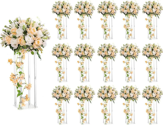16Pcs Acrylic Centerpiece Wedding Flower Stand Flower vase Perfect for Birthday Party Anniversary Table Centerpiece(23.6 Inch)