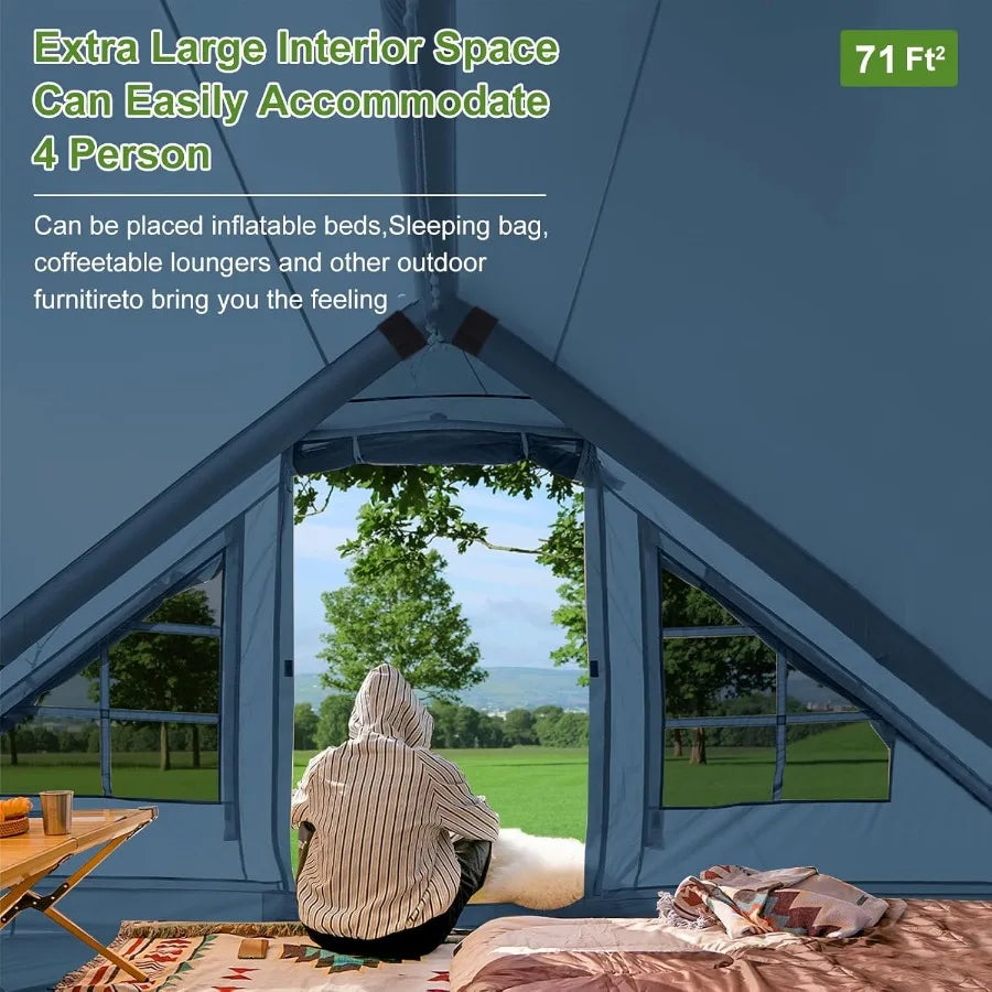 Inflatable Camping Tent 2 4 6 8 Person Glamping Inflatable Tents for Camping 2025 Update Zipper Door Easy Setup Blow Up Tents B