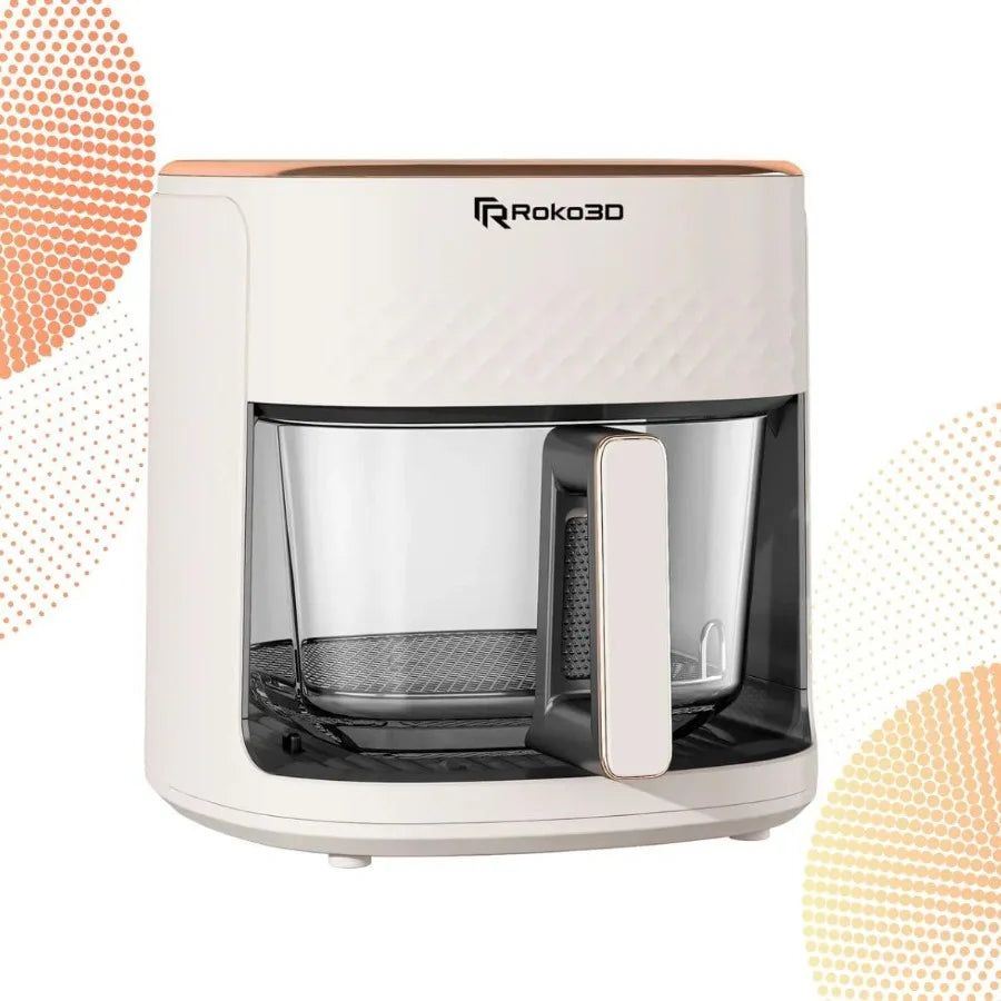 Glass Air Fryer 4.5 Quart NonToxic Basket for OilFree Frying Baking and Roasting in Home Kitchens LED Touch Panel Control with