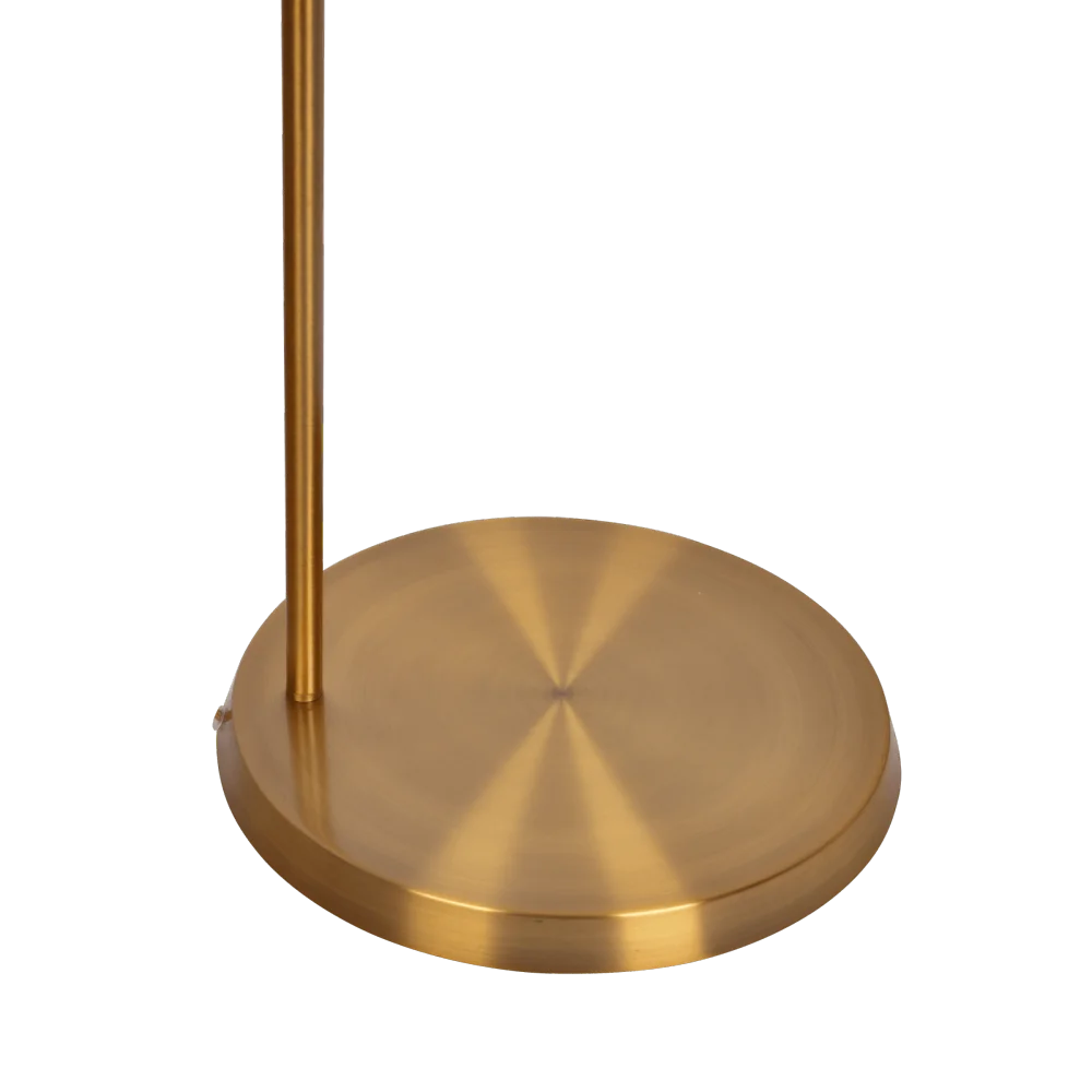 Zenith Offset Brass Base Floor Lamp with Drum-shaped Linen Shade Zenith Offset Brass Base Floor Lamp Drum-shaped Linen Shade