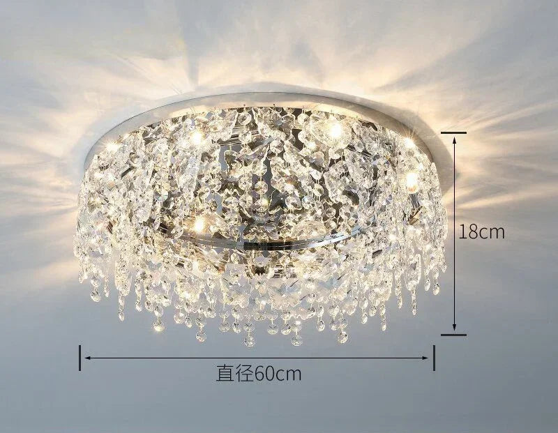Modern Luxury Crystal Kitchen Ceiling Lights Metal Base Diamond Ceiling Lamp for Living Room Bathroom Dining Room Aisle Decor