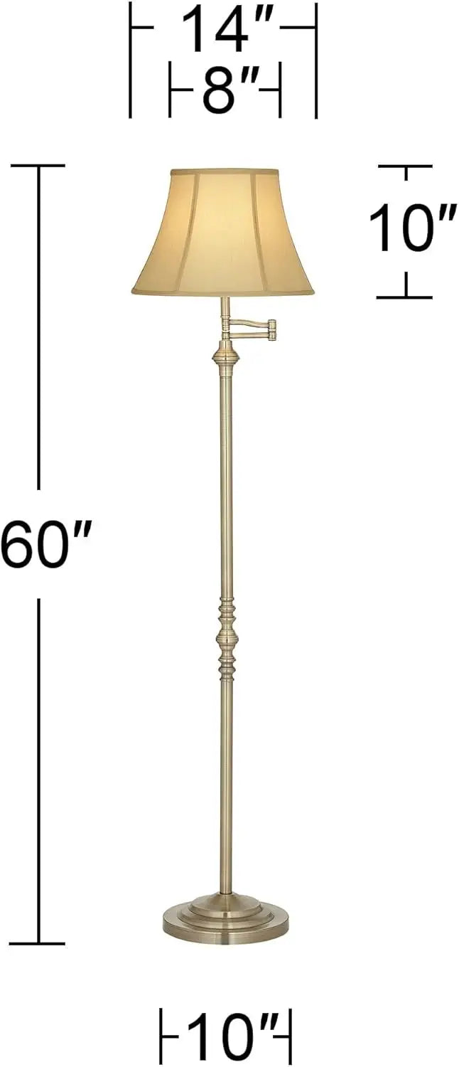 Regency Hill Montebello Traditional 60"" Tall Standing Floor Lamps Set Of 2 Lights Swing Arm Adjustable Gold Metal Antique