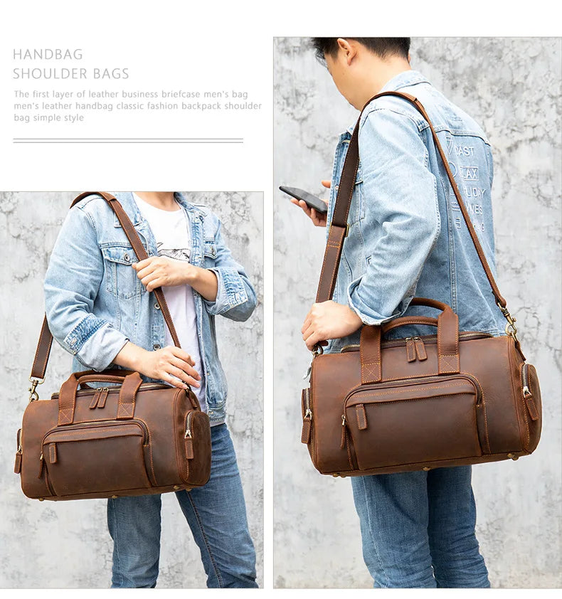 Genuine Leather Travel Bag For Man Travel Tote Women Big Weekend Bag Fit 14 inch Laptop Cowskin Luggage Duffle Bag Male Handbags