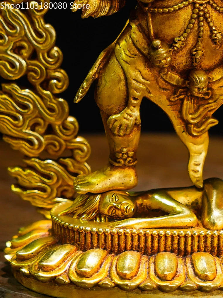 21cm Copper gilding carving Ekajati buddha statue Tibet buddhism Nyingma Dharma God sculpture