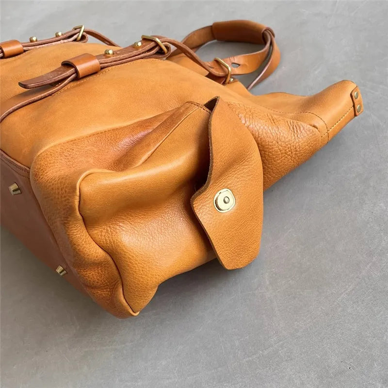 PNDME vintage designer handmade genuine leather men's large-capacity travel bag high quality first layer cowhide luggage bag