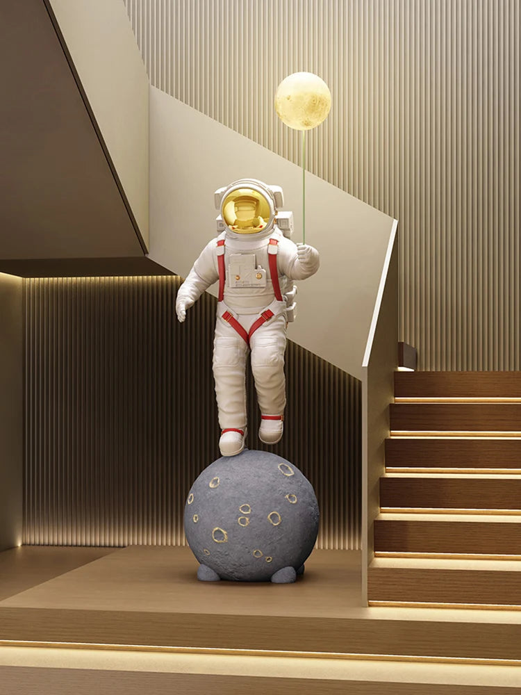 Home Decor 168CM Luminous Astronaut Statue Floor Decoration Living Room Large Welcome Sculpture Ornaments Opening Gift Figurines