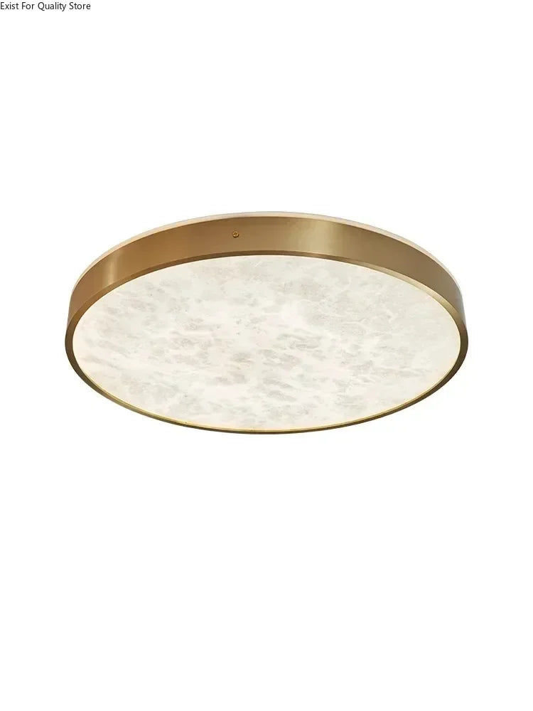 Modern Luxury Design Thin Spanish Marble Ceiling Lights Led Home Decoration Brushed Copper Lighting Fixture for Living Room