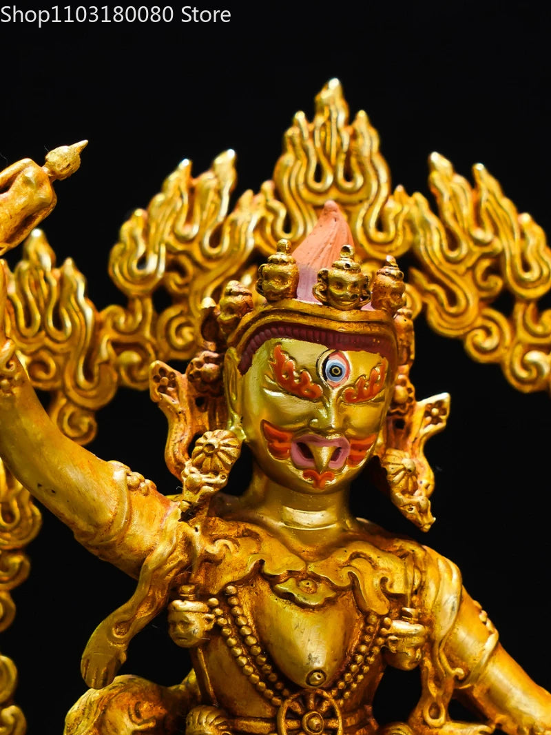 21cm Copper gilding carving Ekajati buddha statue Tibet buddhism Nyingma Dharma God sculpture