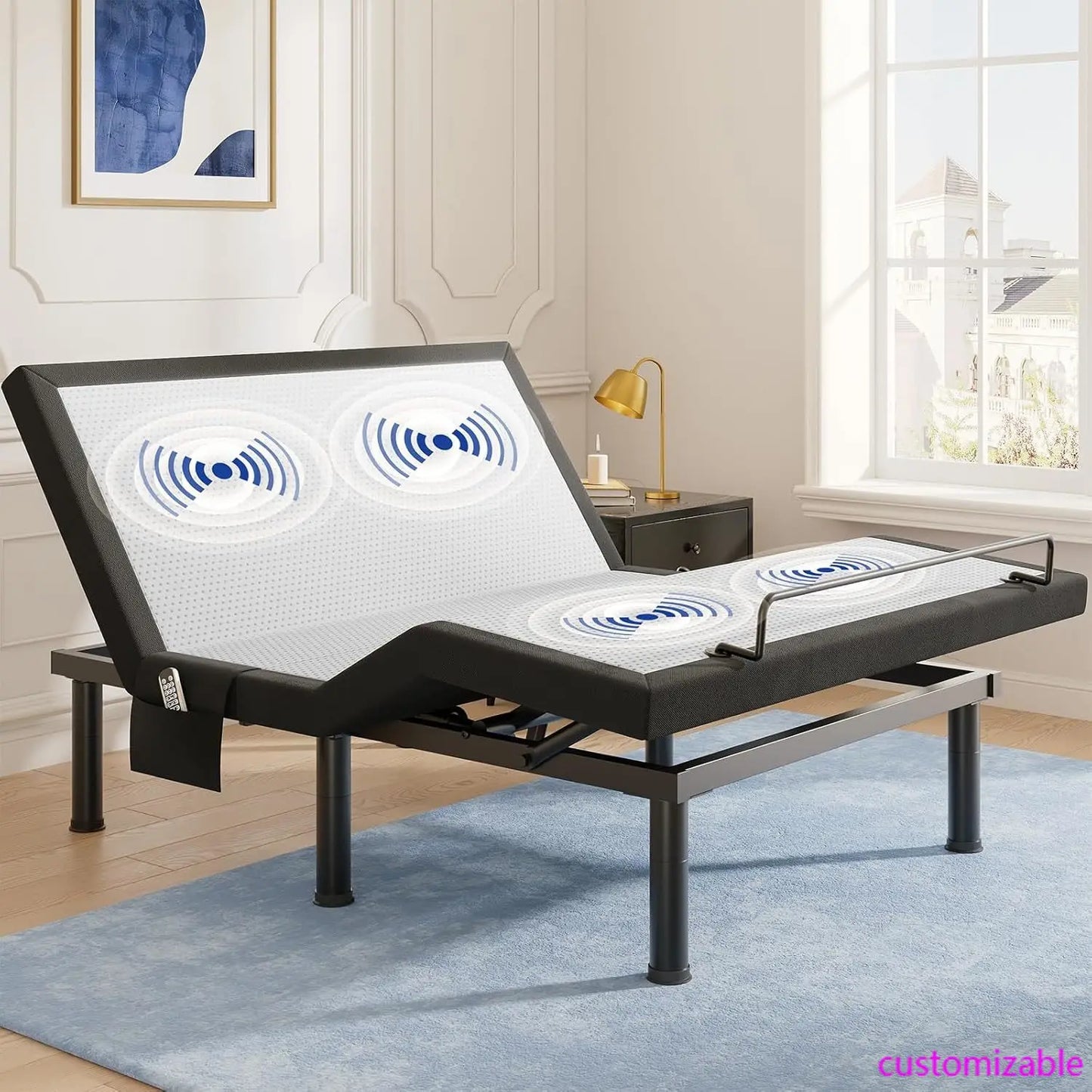 T600 Adjustable Bed Frame Queen Size with Remote & Massage - Electric Beds Bases, Zero Gravity, Dual Side USB, Side Pockets