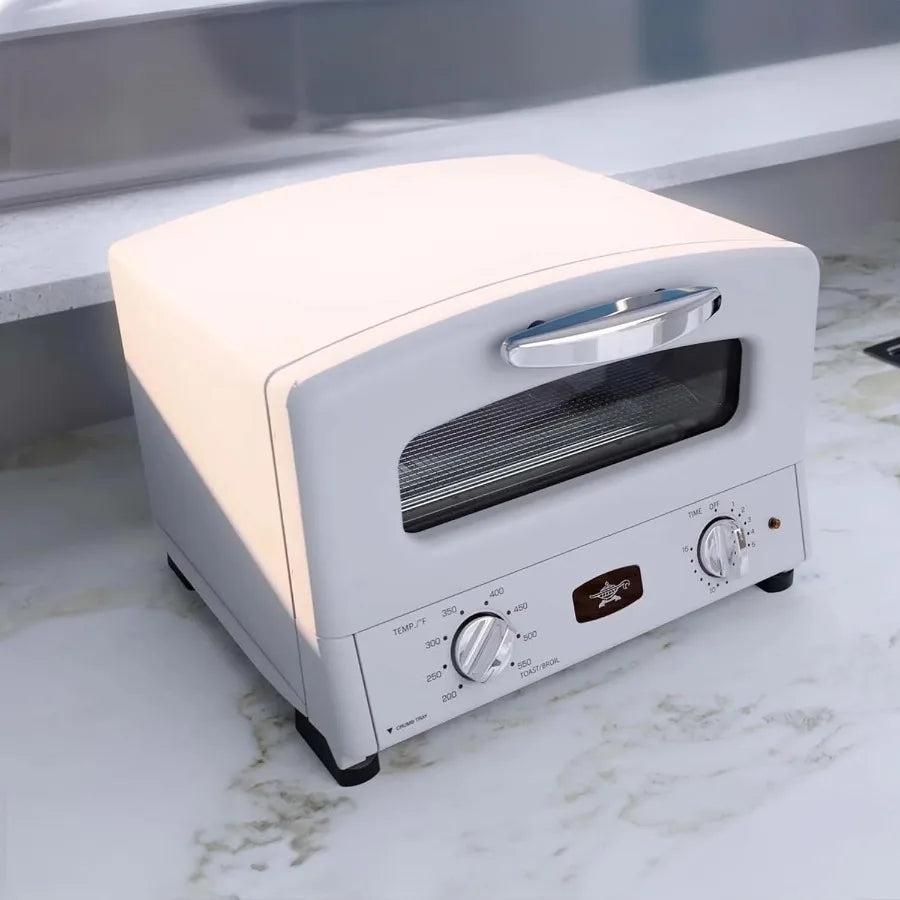 Countertop Toaster Oven Compact Kitchen Appliance with Graphite Heating Technology Eggshell White