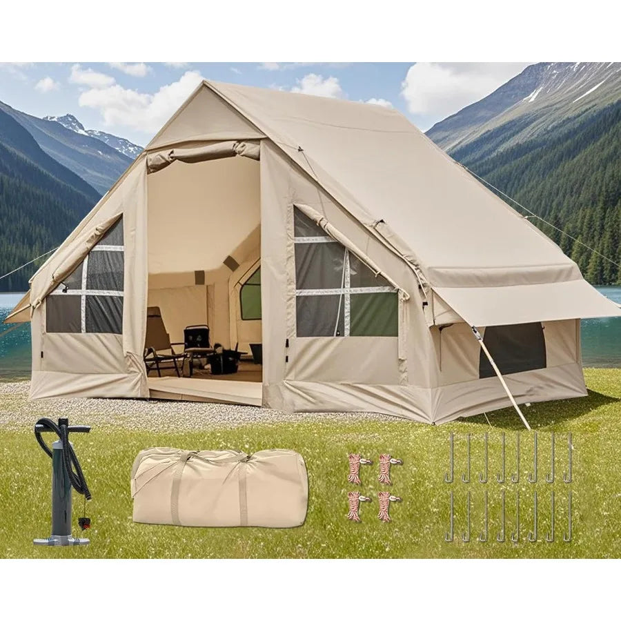 Inflatable Camping Tent 2 4 6 8 Person Glamping Inflatable Tents for Camping 2025 Update Zipper Door Easy Setup Blow Up Tents B