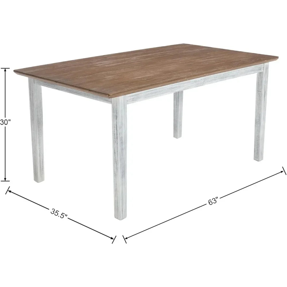 Solid Wood Farmhouse Dining Table, Rectangular Color Blocking, Kitchen Dining Room Table, 4-6