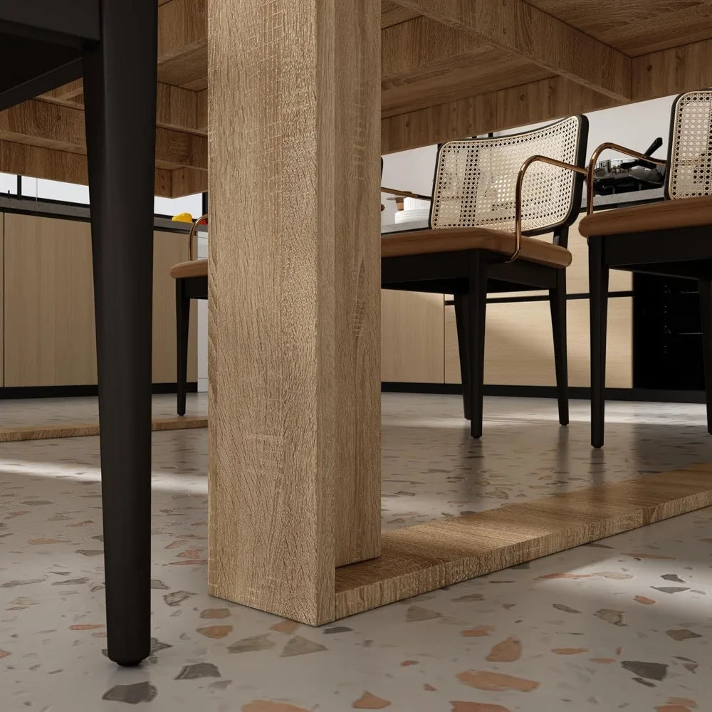 86.6 W Dining Table, for 8-10 People, Versatile Modern Wooden Dinner Table, Kitchen Table for Dining Room Conference Room