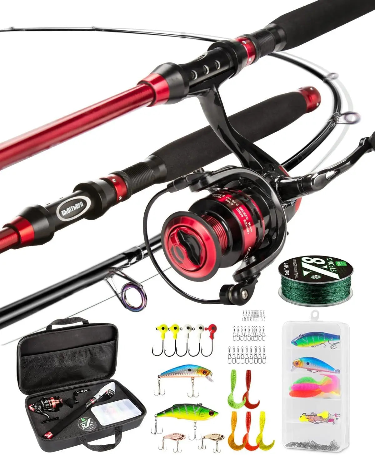 Fishing Rod and Reel Combo Telescopic Fishing Pole Kit Fishing Gear Starter Compact Travel Pole with Carrier Bag