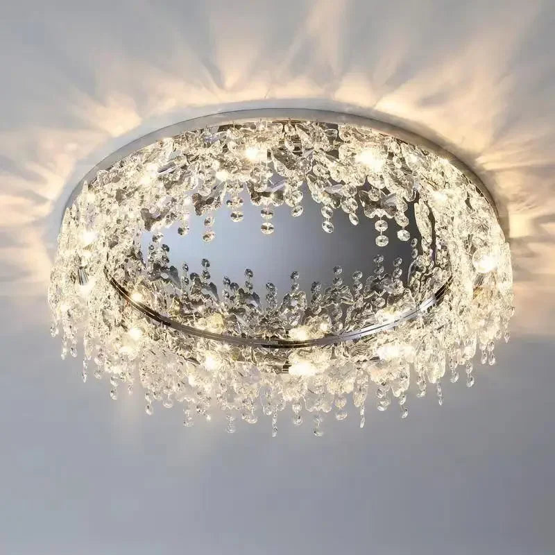 Modern Luxury Crystal Kitchen Ceiling Lights Metal Base Diamond Ceiling Lamp for Living Room Bathroom Dining Room Aisle Decor