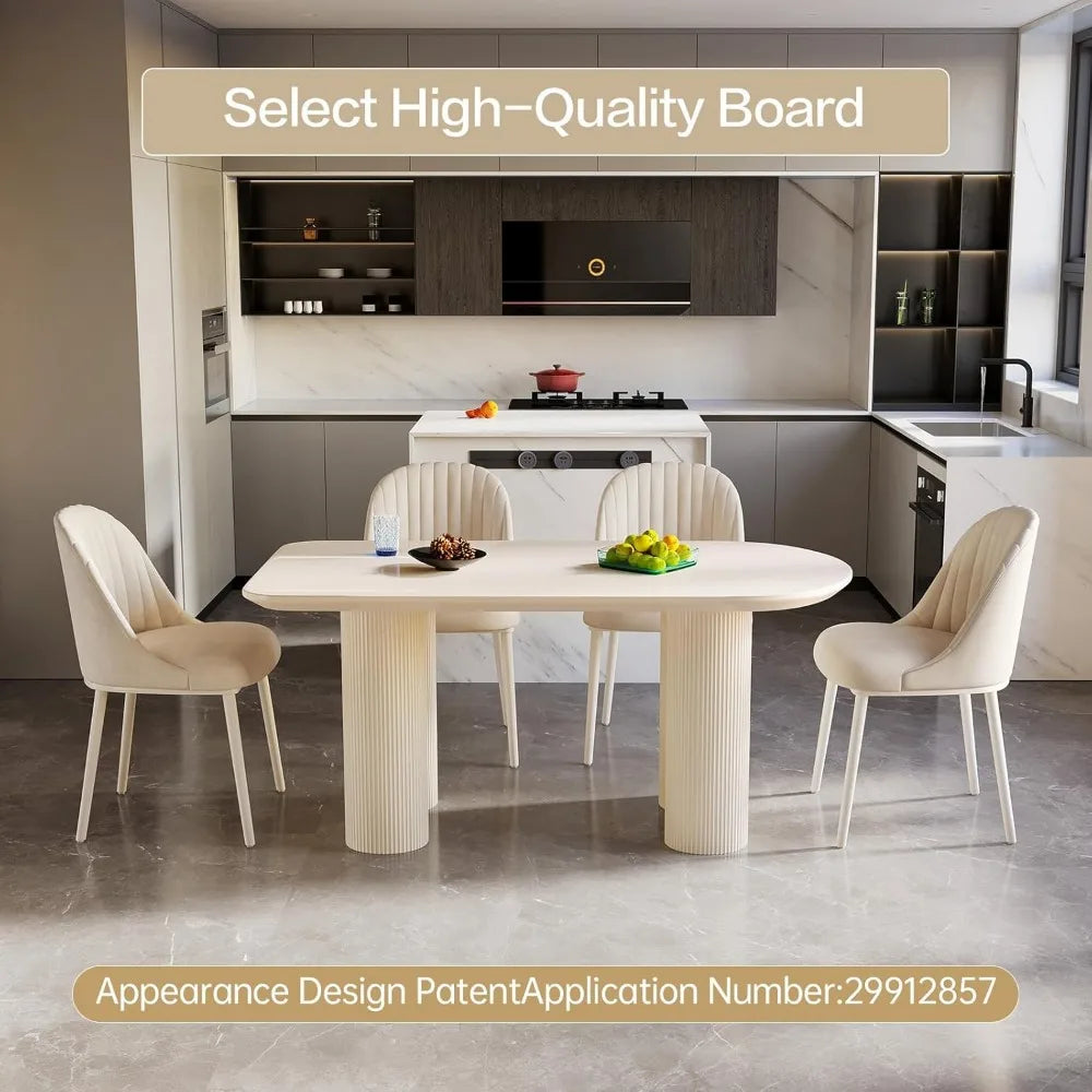 Dining Table Set with 6 Chairs, Modern Kitchen Table Set, Indoor Dining Table for Kitchen, Bar, Living Room, Breakfast Nook, Sma