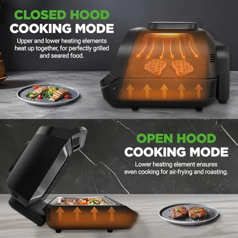 Indoor Smokeless Grill Smart Grill Air Fryer with 7 Cooking Functions 6L Capacity Includes Smart Thermometer Precise Temperatur