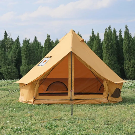 Cotton Canvas Bell Tent with Stove Jack Roomy Yurt for Family Glamping Camping 4 Season Tent with Zipped Removable Floor