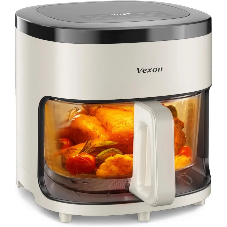 6IN1 Glass Air Fryer 4.5QT with Viewing Glass Pot for Air Frying Roasting Reheating Dehydrating and Air Crisping Technology Non