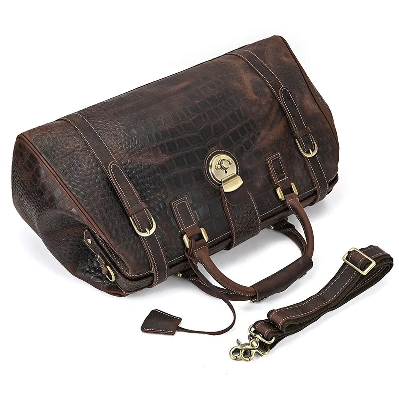 Retro Men's Travel Tote Shoulder Leisure Packing Cube Gym Travel Tote Outdoor Leather Bags Bolso De Viaje MHLXB