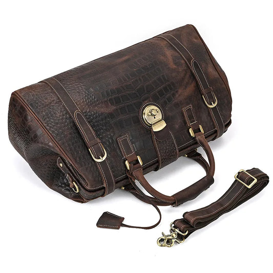 Retro Men's Travel Tote Shoulder Leisure Packing Cube Gym Travel Tote Outdoor Leather Bags Bolso De Viaje MHLXB