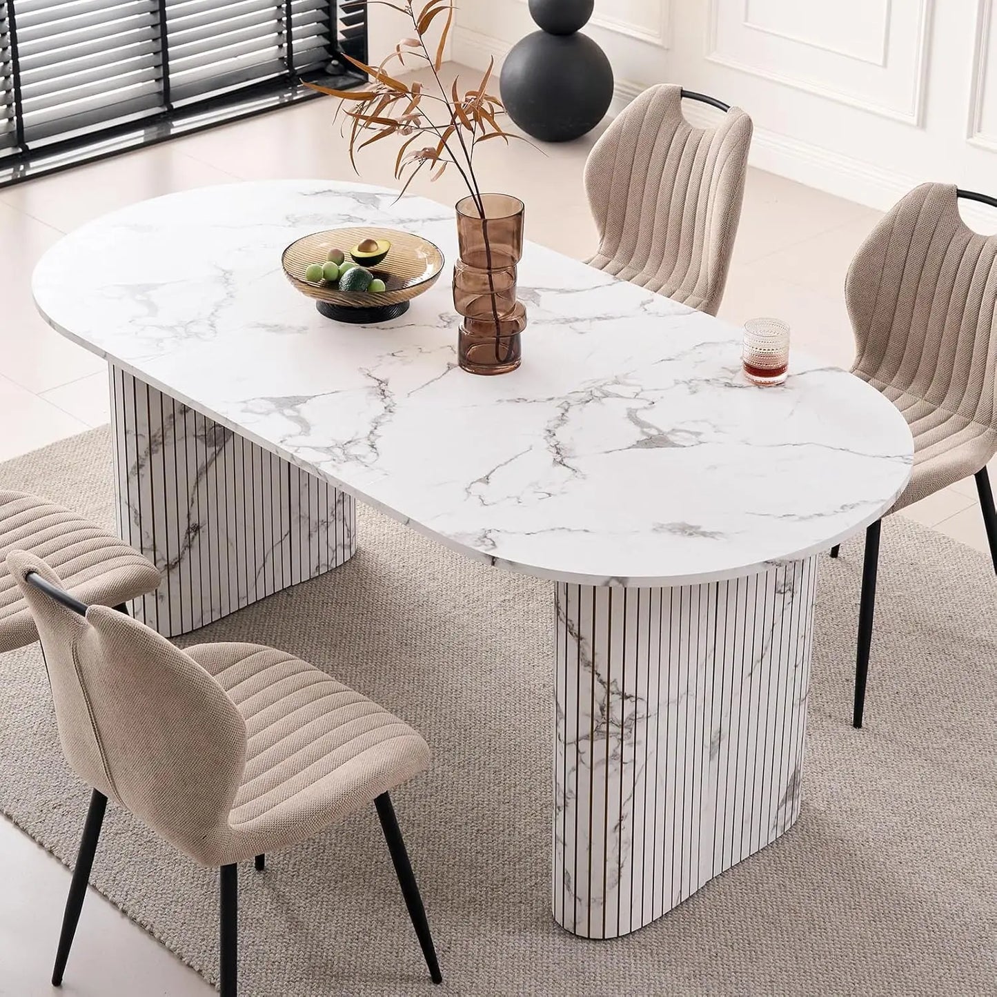 70.8" Oval Dining Table for 4 6 Person, Modern Farmhouse Kitchen Table, Rustic Dinner Table for Breakfast Dining Receiption Room