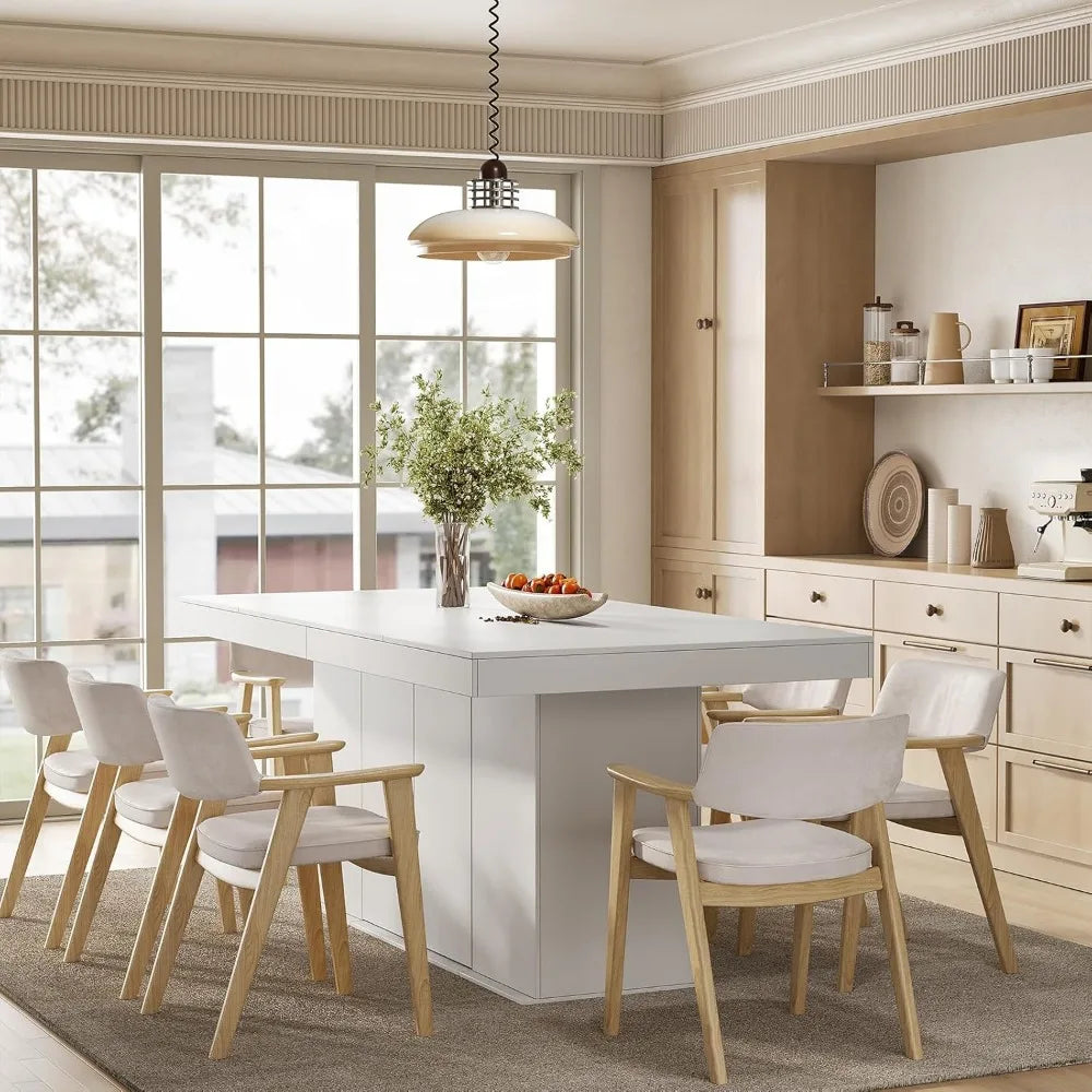Counter Height Dining Table for 6-8 People, 78 Large Dining Room Table with Storage Cabinet, Rectangular Kitchen Table for Kitch