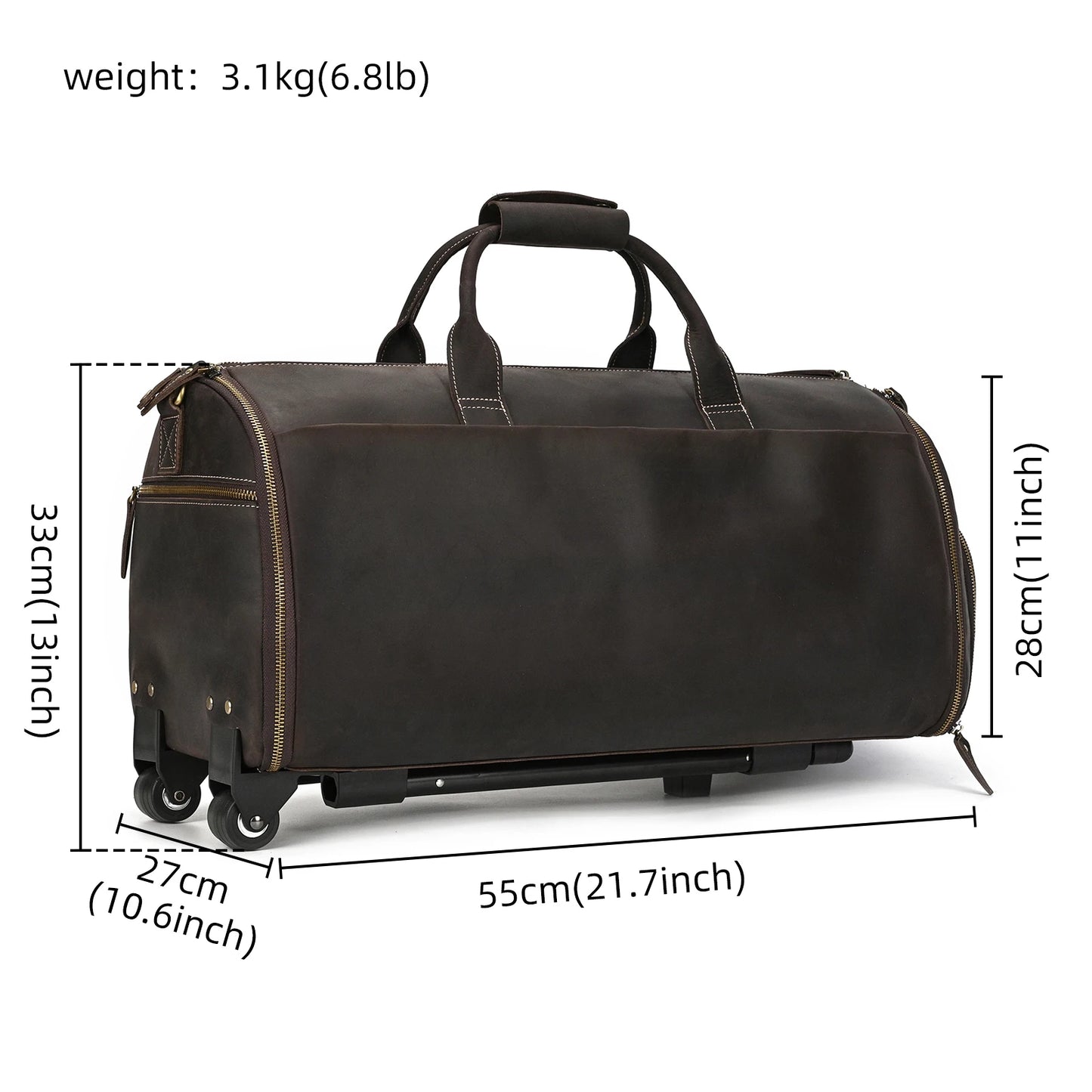 Genuine Leather Luggage Bag For Suits Trolley Bag For Travelling Handbag Men Male Business Weekend Bag With Wheels Travel Bag