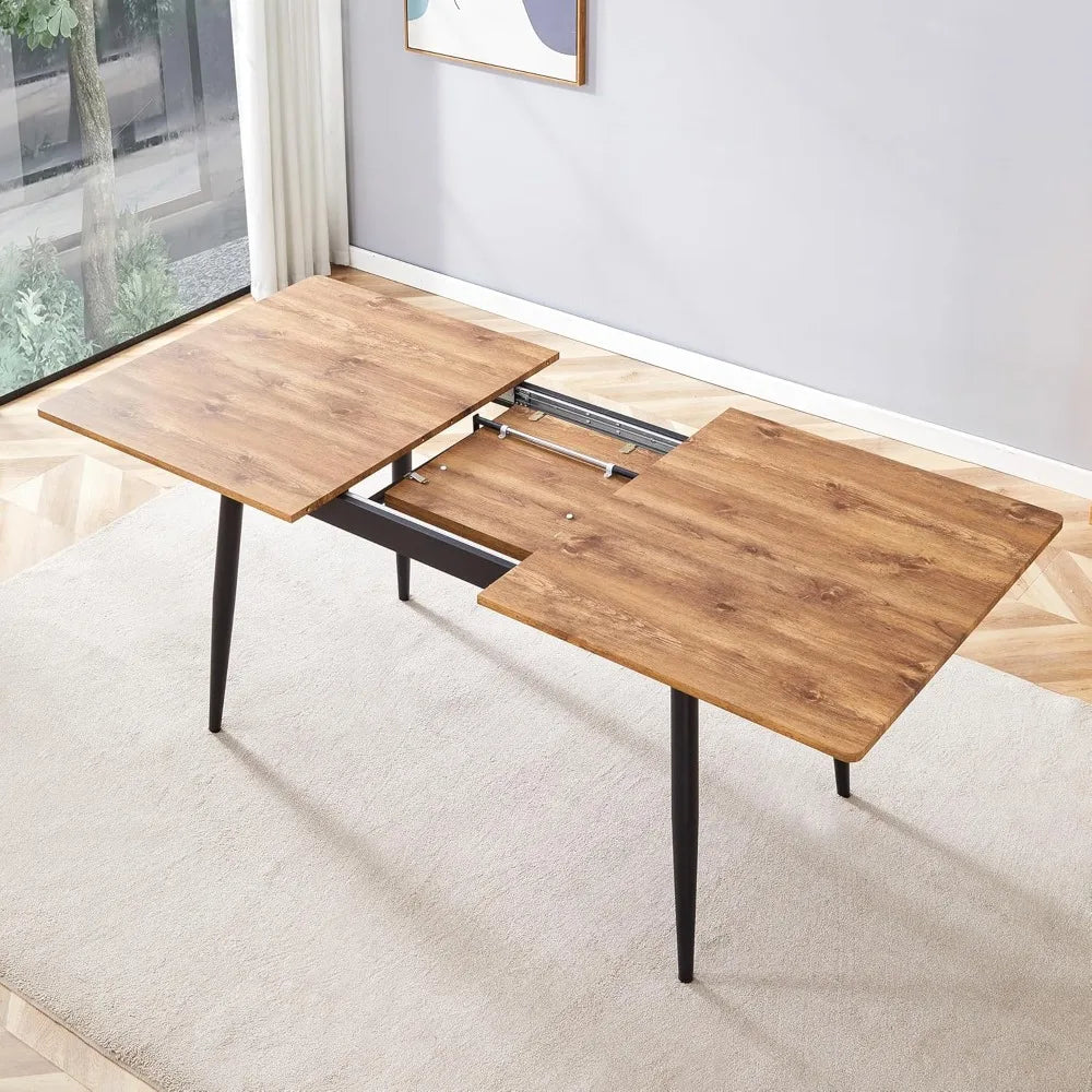 Extendable Dining Table for 4 6 8 People,59"-75" Wooden Expandable Dining Room Table with Sturdy Legs,Rectangle Kitchen Tables
