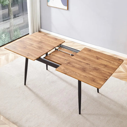 Extendable Dining Table for 4 6 8 People,59"-75" Wooden Expandable Dining Room Table with Sturdy Legs,Rectangle Kitchen Tables