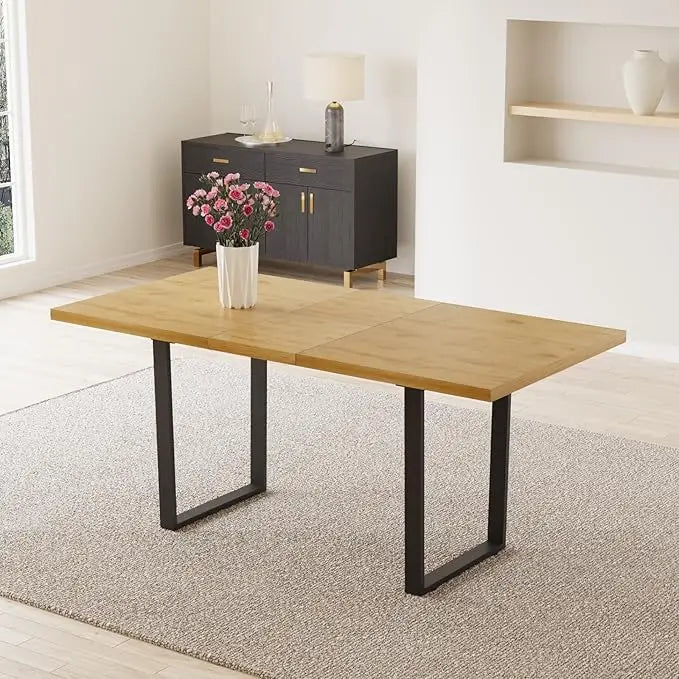 Walnut Color Expandable Dining Table, 51-67 Inches Adjustable Length, Modern Simple Design, Perfect for Family & Office, Seats6+