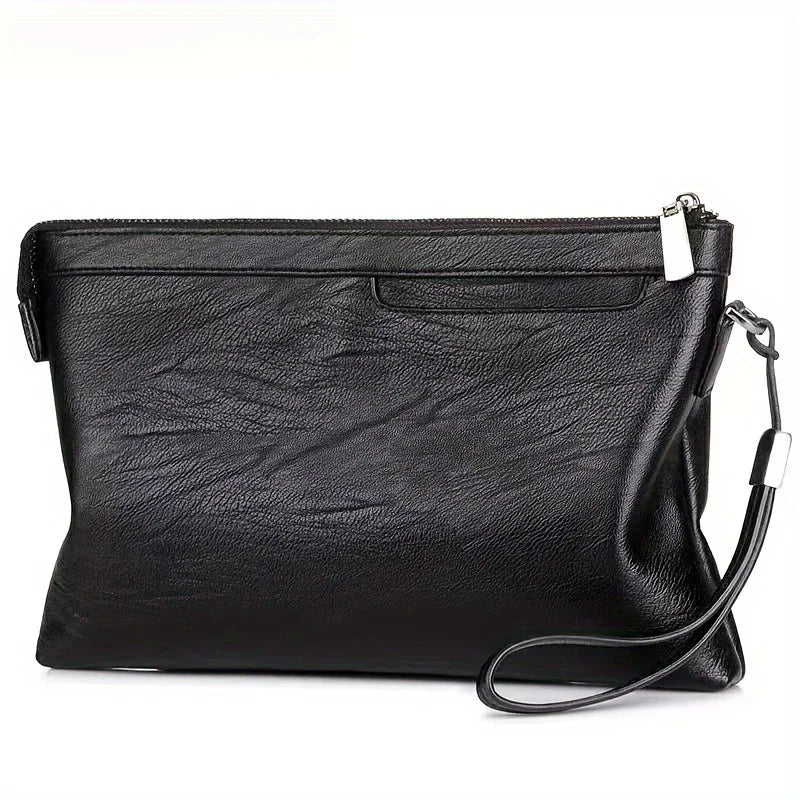 Stylish Solid Color Handbag, Minimalist Clutch Bag For Women, Soft PU Leather Wristlet Purse