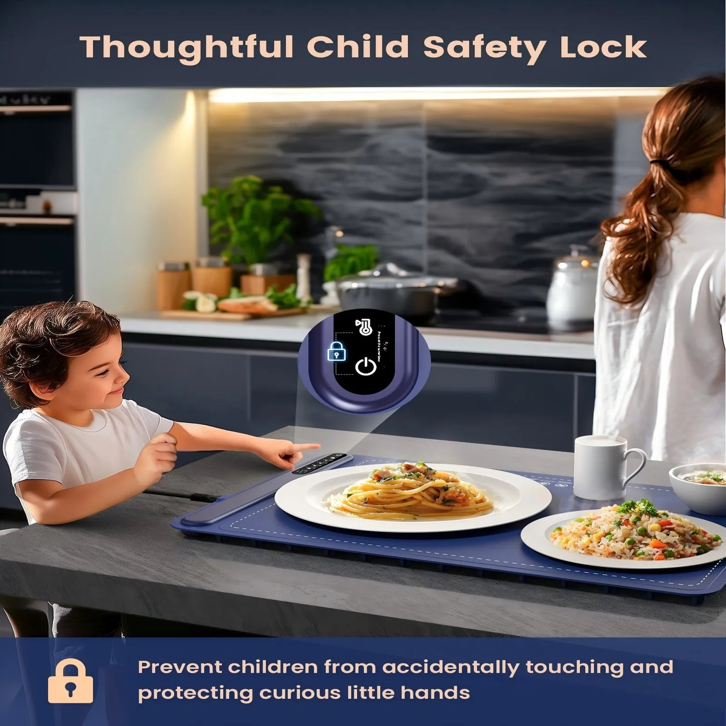 Roll up food heating pad - Level 4 temperature fast heating silicone hot plate, lifting feet to protect the dining table