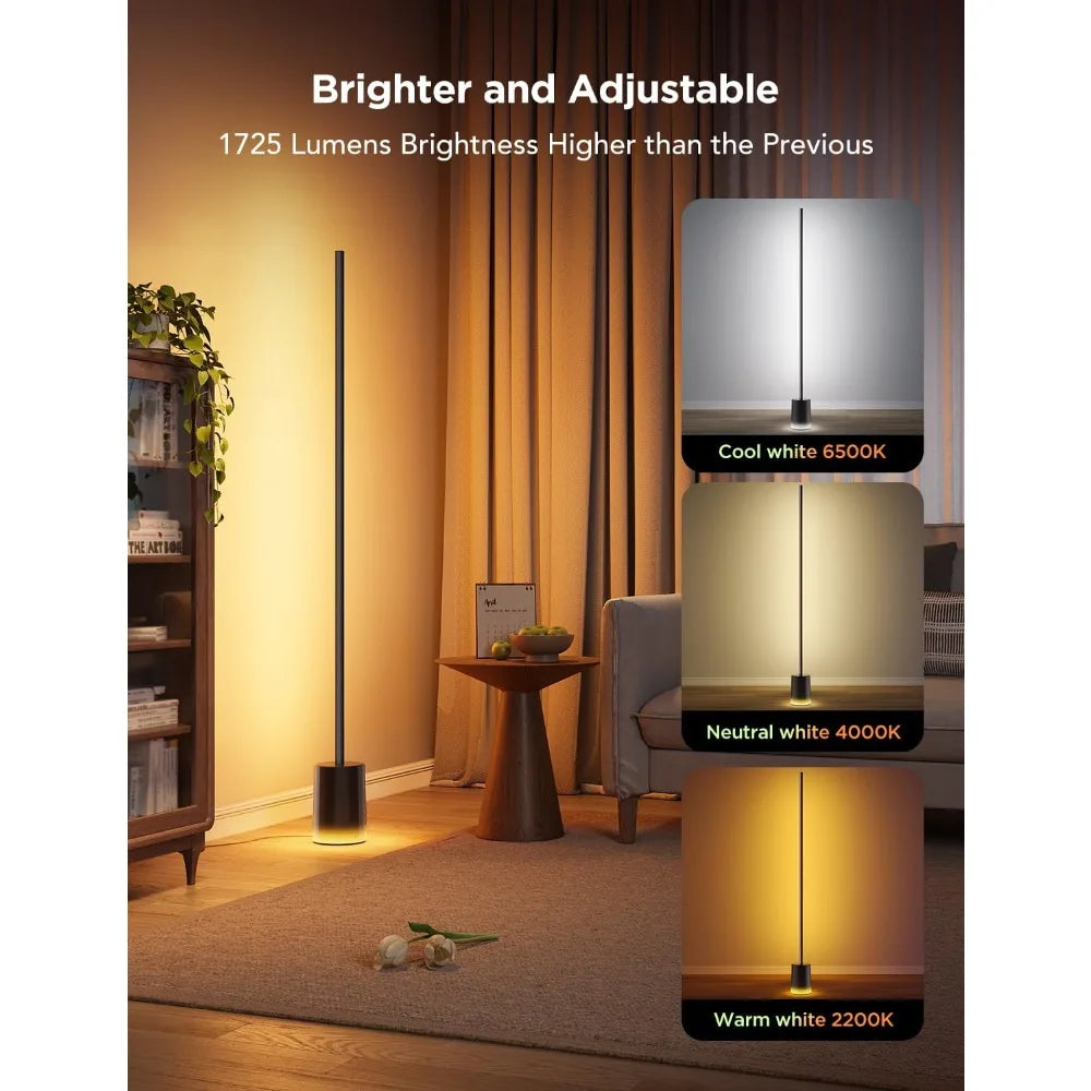 Smart RGBIC Floor Lamp with Alexa, Warm to Cool White Light, 1725 Lumens, Music Sync, and Scene Modes