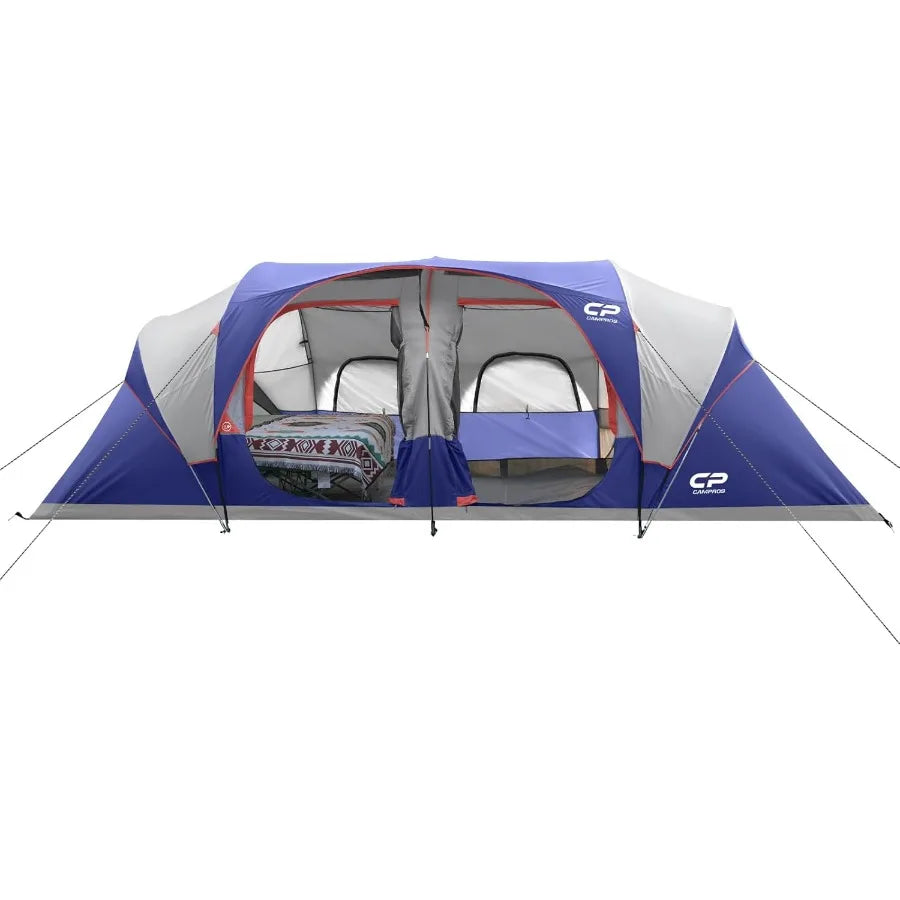 CAMPROS CP Tent 12Person Camping Tents with 3 Rooms Waterproof Windproof Design Top Rainfly for Enhanced Protection 6 Large Mes