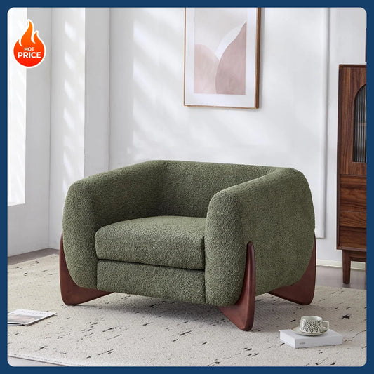 [Free Shipping!]Holly Modern Boucle Fabric Upholstered Club Chair for Living Room, Home Office, Apartment, Relaxing Chair with R