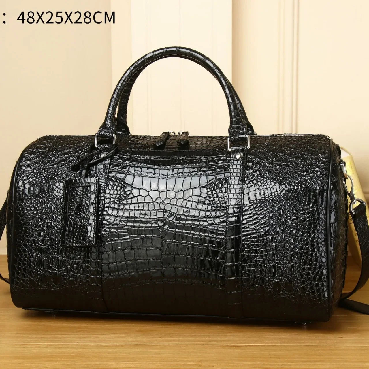 Cow Genuine Leather Travel Bags Luxury Men Large Capacity Alligator Portable Male Shoulder Bags Brand Real Leather Travel Duffle