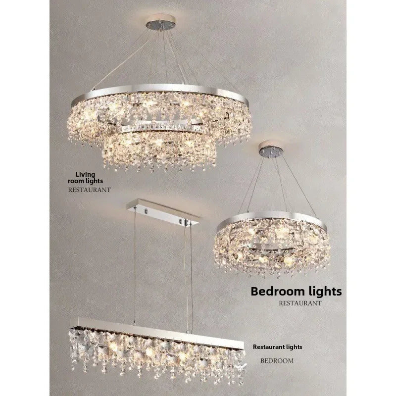 Modern Luxury Crystal Kitchen Ceiling Lights Metal Base Diamond Ceiling Lamp for Living Room Bathroom Dining Room Aisle Decor