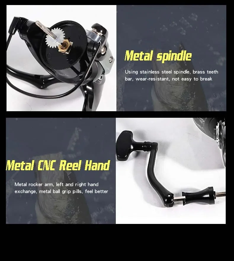 Spinning Fishing Reel 5.2:1 High Gear Ratio Corrosion-resistant Aluminum Spool Smooth Fishing Reels