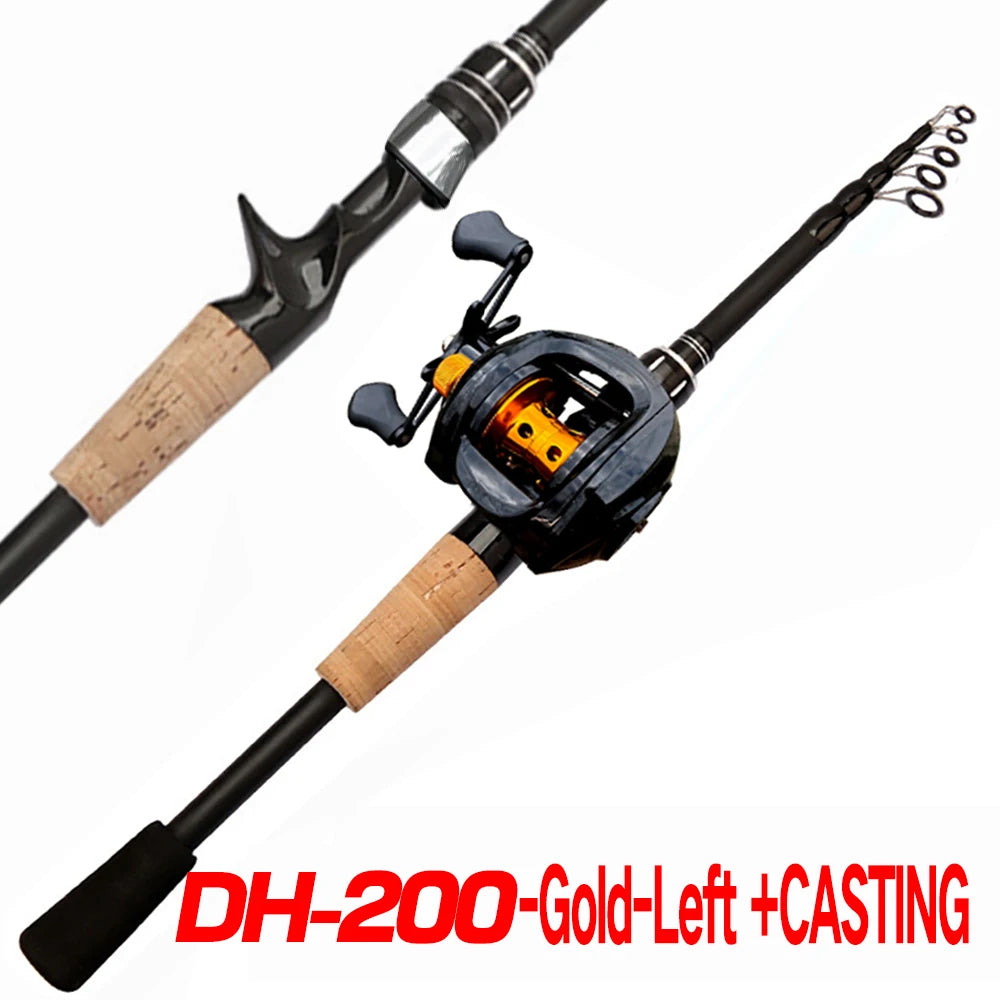 Fishing Rod Combo 1.5-2.4M Lure Fishing Rod and 7.2:1 High Speed Gear RatioMax 8kg Baitcasting Reel Fishing Tackle Pesca