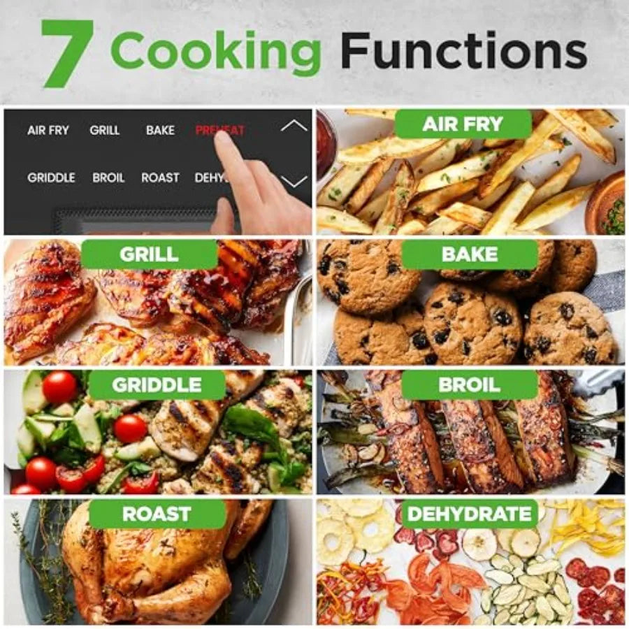Indoor Smokeless Grill Smart Grill Air Fryer with 7 Cooking Functions 6L Capacity Includes Smart Thermometer Precise Temperatur